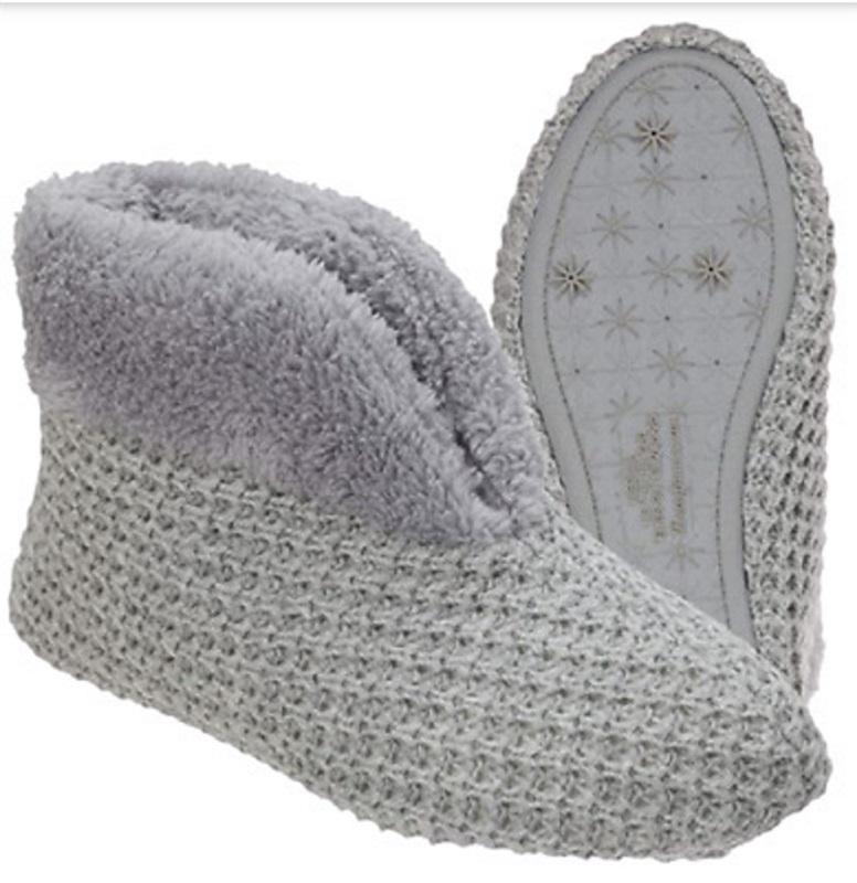 NEW Dearfoams Gray Sweater Textured Knit Slippers Large #81558