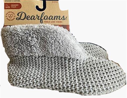 NEW Dearfoams Gray Sweater Textured Knit Slippers Large #81558