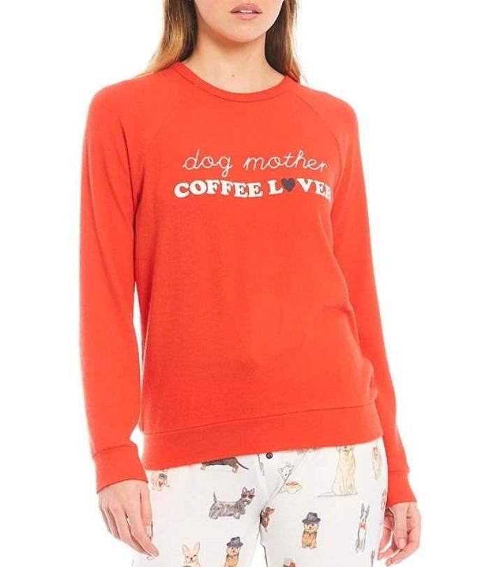 New PJ Salvage Dog Mother, Coffee Lover Jersey Knit Lounge Top