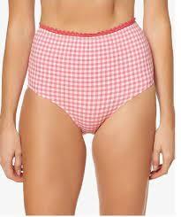 Jessica Simpson M Pink & White SSNI18770 Printed High-Waist Bikini Bottoms 86512