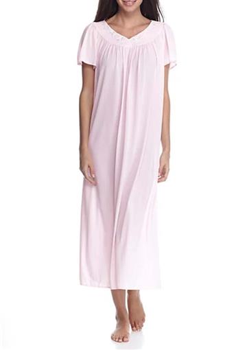 Miss Elaine S Silk Essence Long Tricot Flutter Sleeve Nightgown 50809 Pink 89400