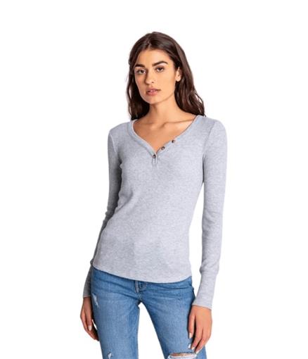 New PJ Salvage Textured Basic Long Sleeve Jersey Knit Henley Lounge Top