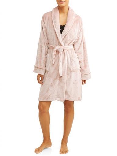 NWD etoile Luxurious Fleece Short Robe w/ Pockets O/S Blush Pink #84532