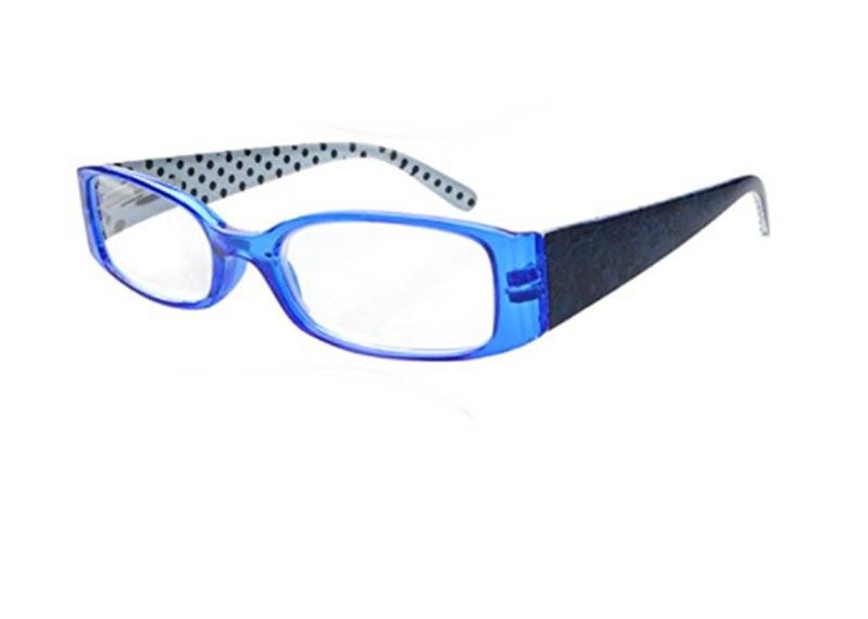 NWT EyeKepper Rectangle Blue Polka Dot Reading Nerd Glasses Readers 88113