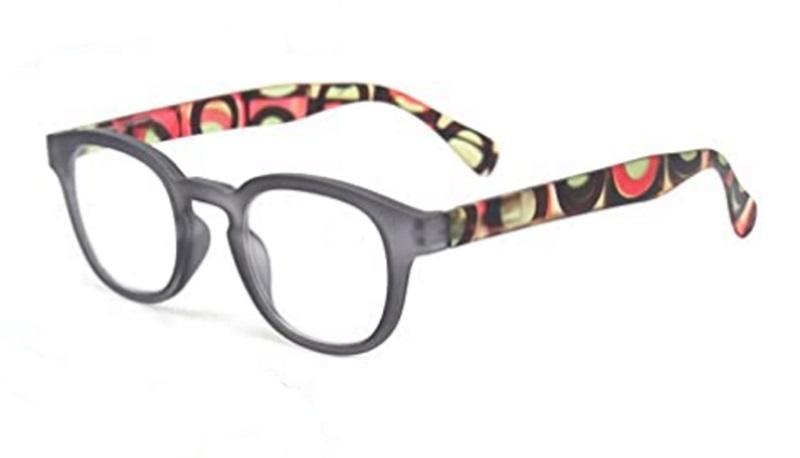 NWT Reading Round Glasses Gray Polka Dot Arms 2.5 Readers G8 88210