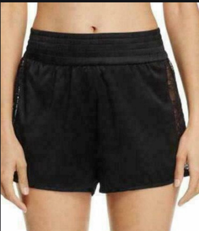 NWT Kendall & Kylie Black Silk & Lace Tap Pants Boxers S 77706