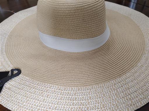 NWT London Fog Large Floppy Sun Hat Grosgrain Ribbon Beige 76552