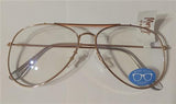 Marvy Aviator Frame Gold Wire Glasses Nerd Blue Light Readers 0.00 82338