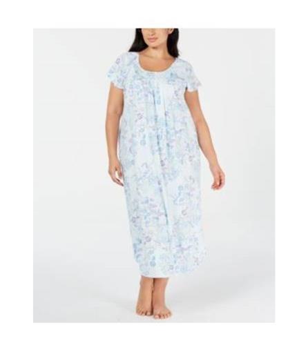 NWT Miss Elaine SM Short Sleeve Cottonessa Floral-Printed Long Nightgown #89570