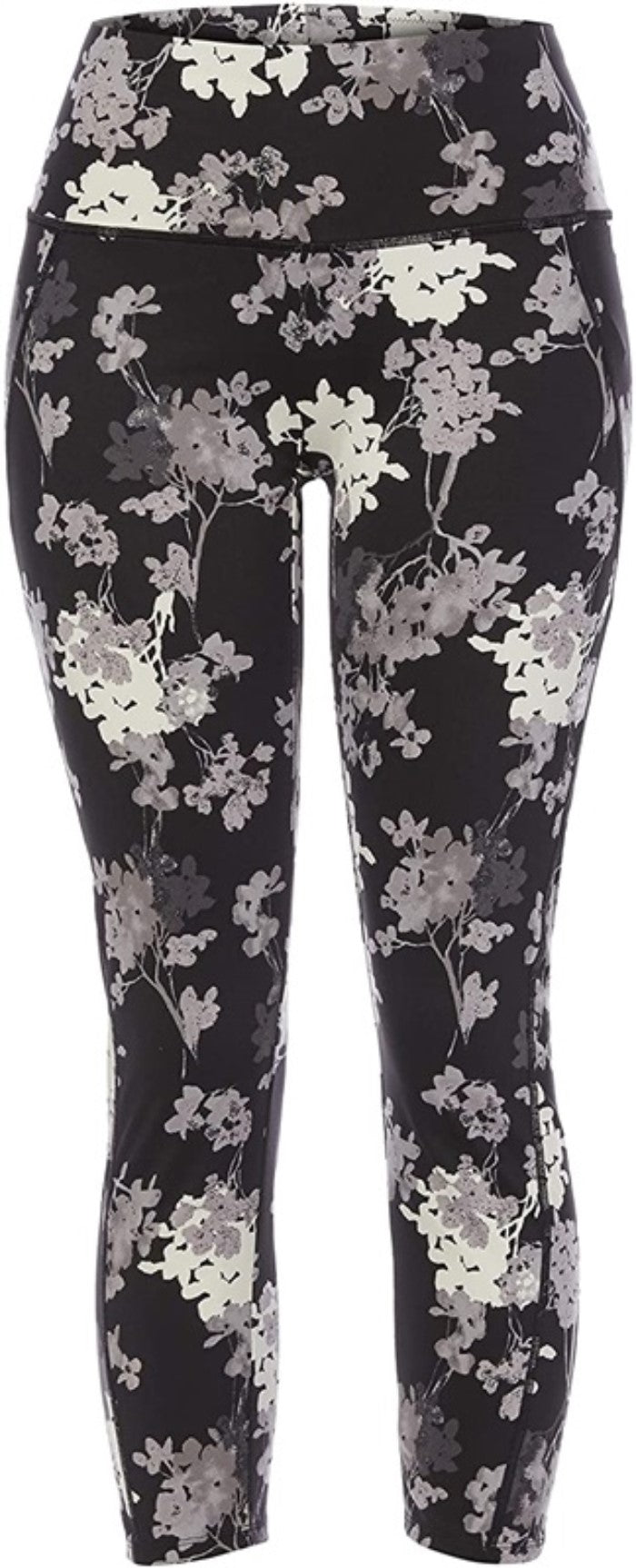 New N Natori N-Power Printed Athluxury Pants Leggings SM Black Wht Floral #88196