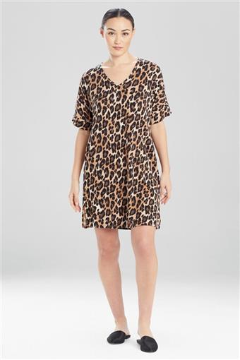 New Natori M OMBRE LEOPARD TUNIC CAFTAN #90522