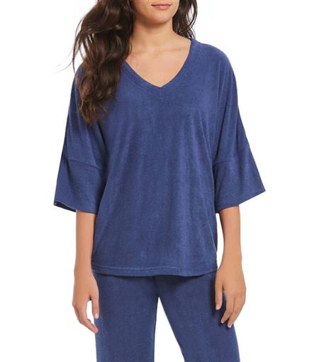 New Natori N Terry Lounge Top XC5002D Blue LG #87960