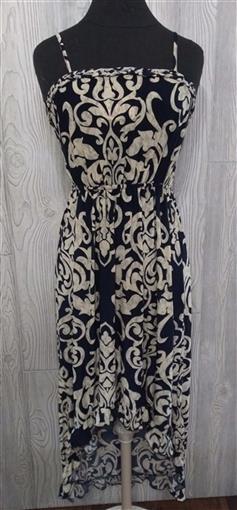 NWT Fleur De Lis Scrolling Stretch Sundress Midi High-Low Dress XXL Black #22