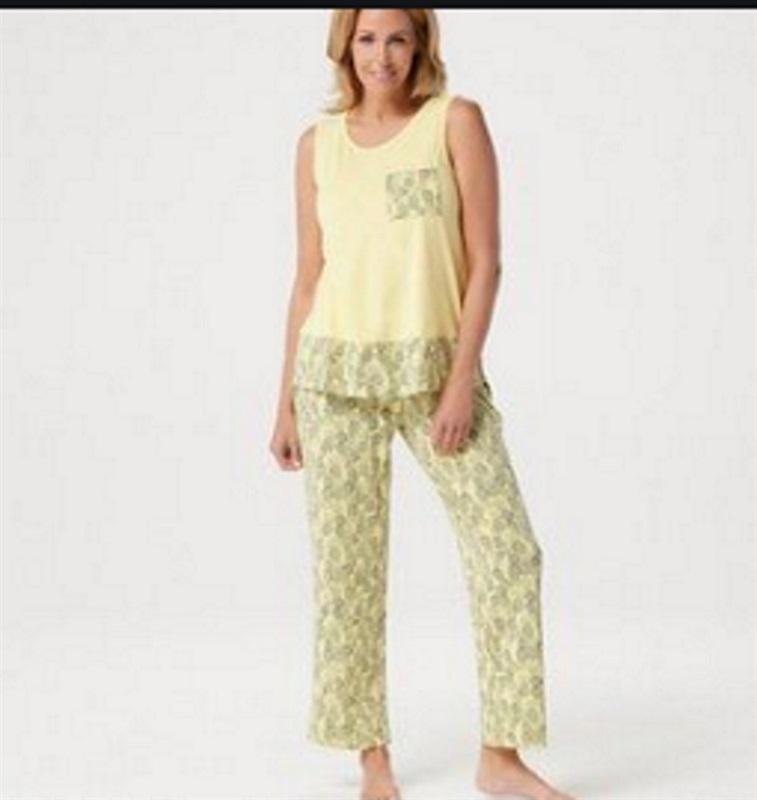NWT AnyBody SM Cozy Knit Printed Pajama Set Pineapple Yellow 73726