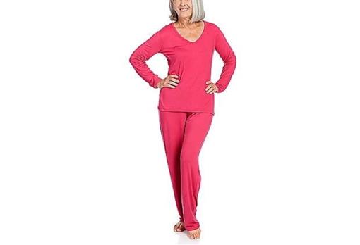 NEW Everyday Koze by Harve Benard Long Sleeve V-Neck Pajama Set M Beet Red 89603