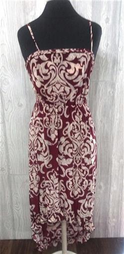 NWT Fleur De Lis Scrolling Stretch Sundress Midi High-Low Dress XXL Red #22