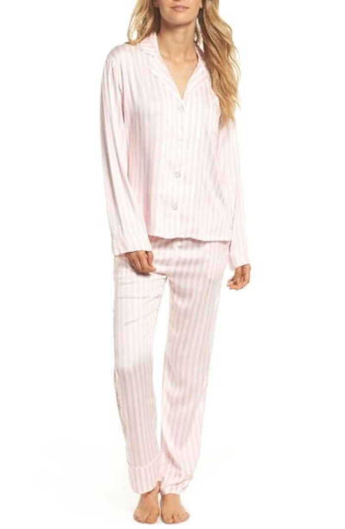 New PJ Salvage Pink & White Striped Jersey Knit Lounge Pajama Top