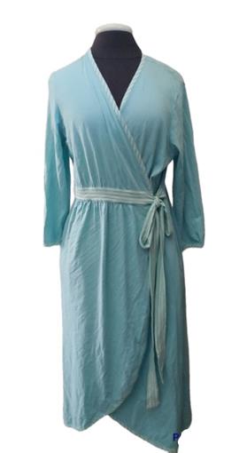 NEW Winter Silks M Cotton Aqua Stripe Cotton Wrap Robe 90022