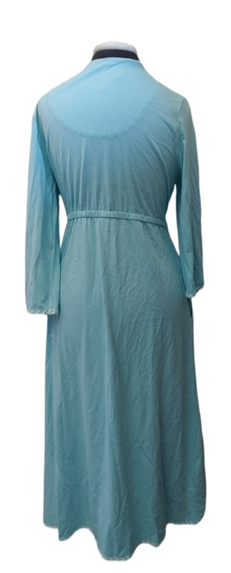 NEW Winter Silks M Cotton Aqua Stripe Cotton Wrap Robe 90022