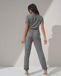 NWT Soma XL Short Sleeve Sunday Jumpsuit Weekend Gray 92329
