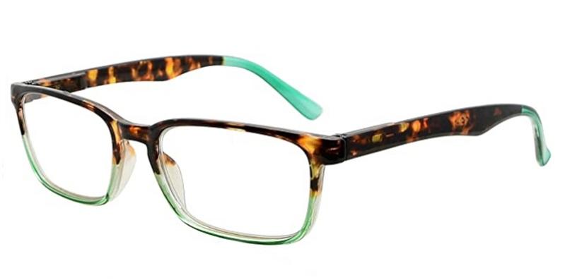 NWT EyeKepper Rectangle 1.0 Green Tortoiseshell Reading Glasses Reader 88204