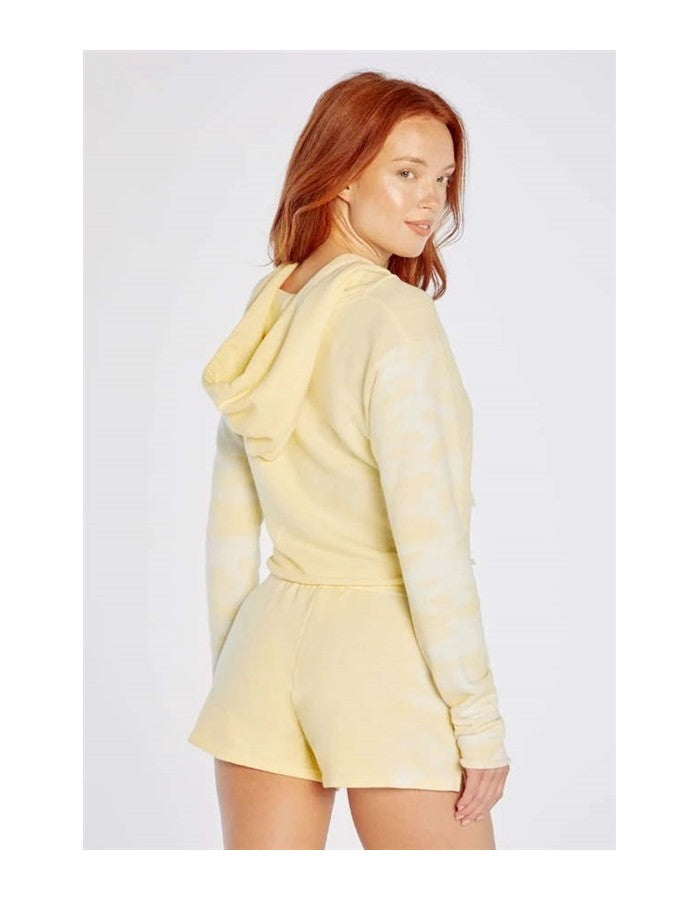 NEW Wildfox S Broken Dreams Crop Top Hoodie Sweatshirt Lemon Yellow #88067