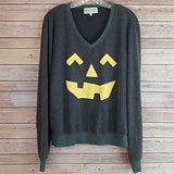 NEW Wildfox SM Baggy Beach Jumper Jack-o-Lantern Halloween Sweatshirt Gray 83684