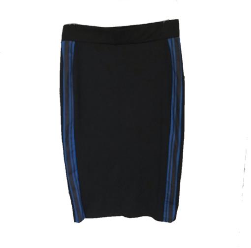 NWT Zara Trafaluc Black Blue Athletic Stripe Skirt MD 90139